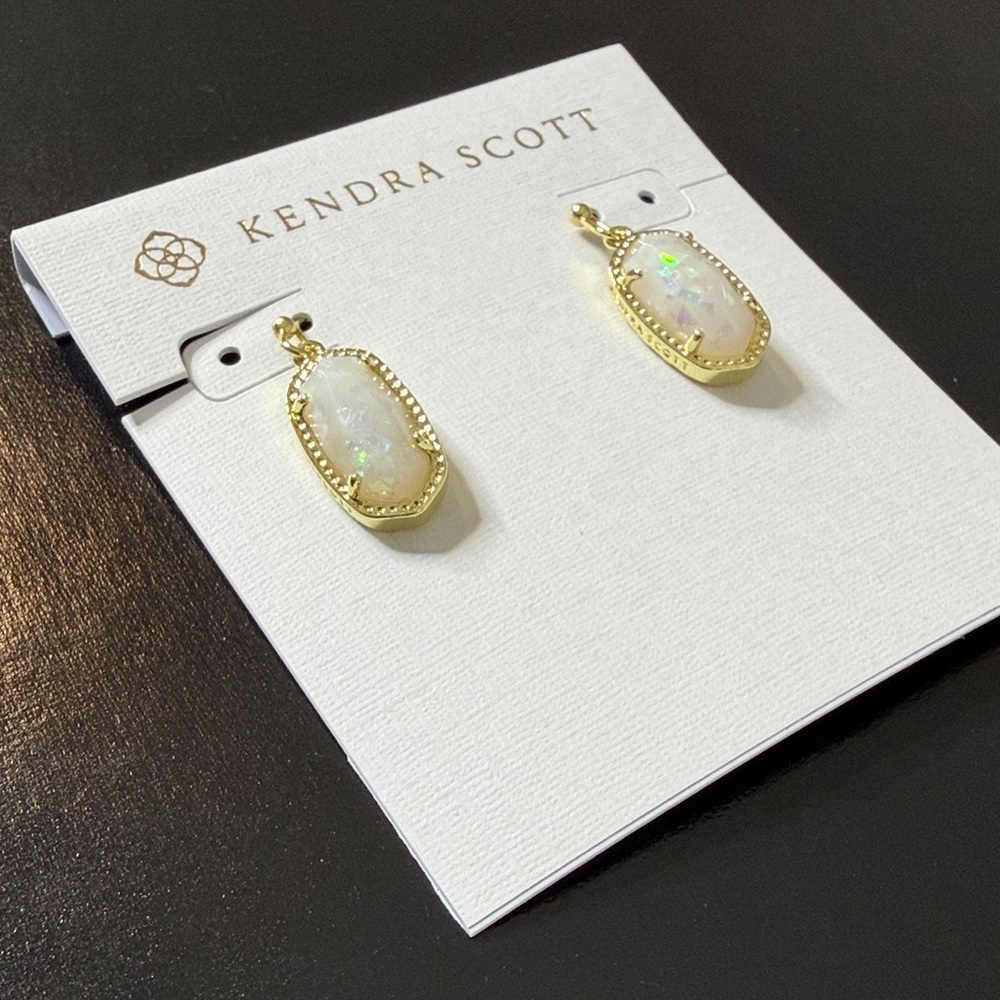 Kendra Scott Gold Iridescent Opal Drop Earrings